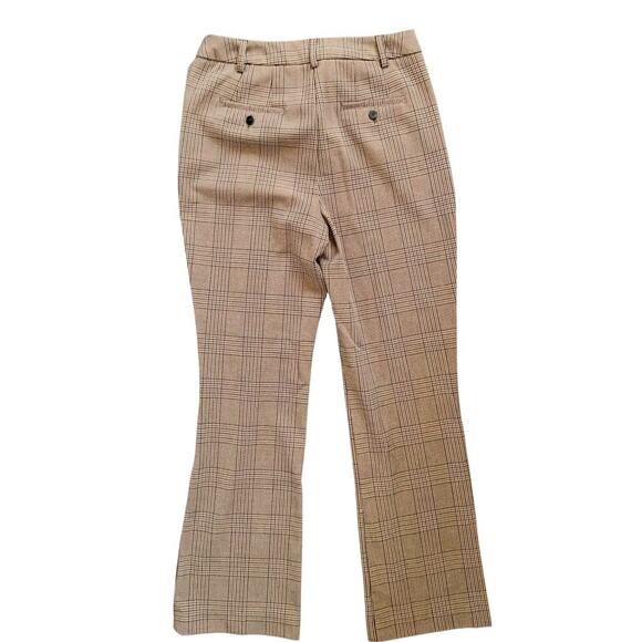 Rachel Zoe LA NY plaid trousers size 4 flare leg fit tan/brown black checkered - Picture 7 of 8